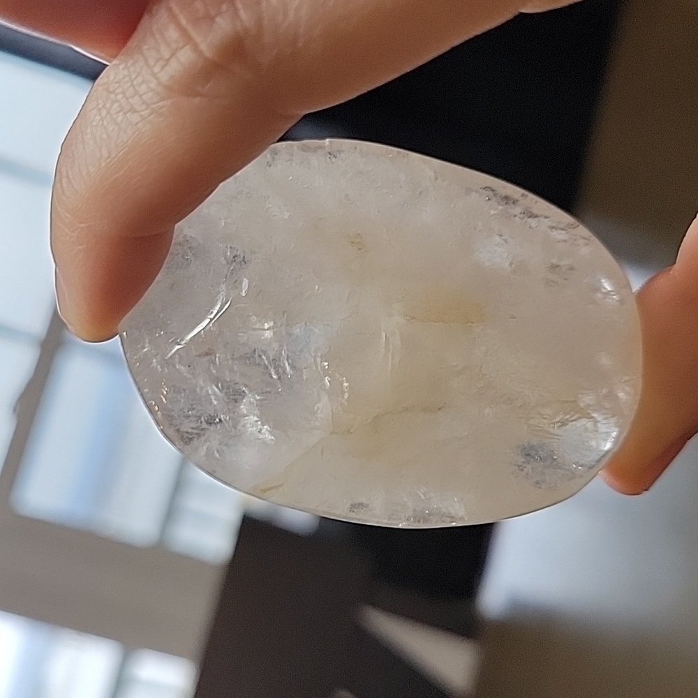 Polished Clear Quartz Palm Stone Crystal - Picture 6 of 6